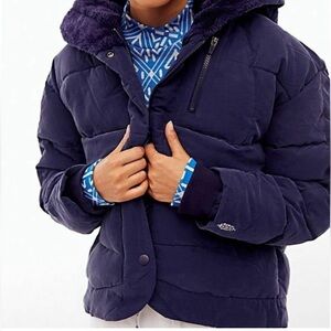 Free People Movement Chill Factor Hooded Puffer Quilted Jacket Navy Blue- Size M